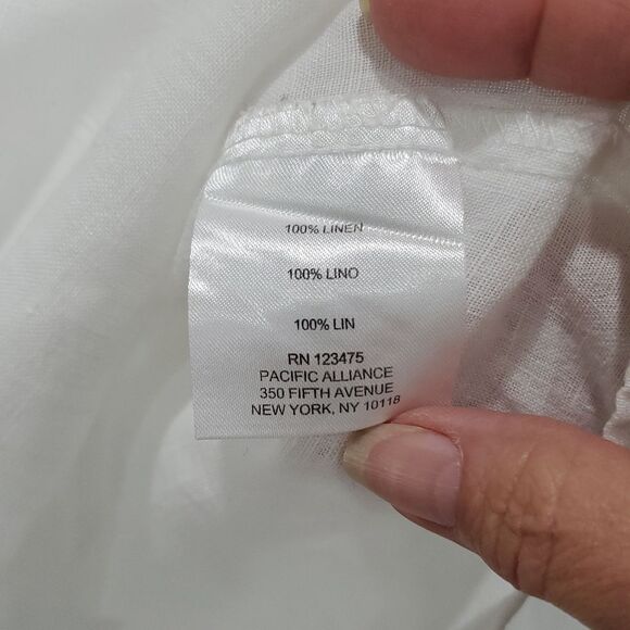 Ellen Tracy Womens 100% White Linen Shirt, Size Small - Picture 7 of 8